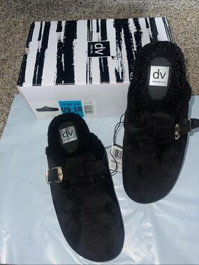 Dolce Vita Black Faux-Suede Slip-On Mule with Buckle